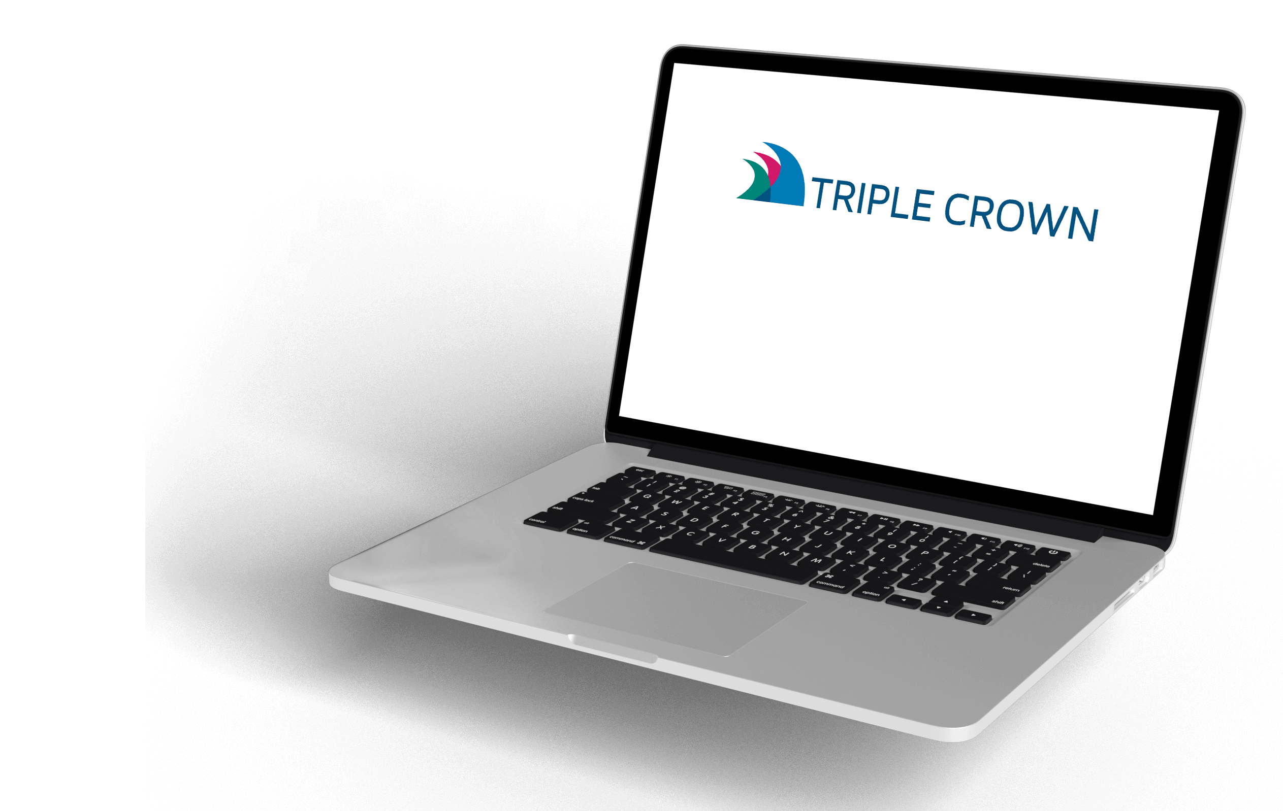 laptop mock up with Triple Crown Logo
