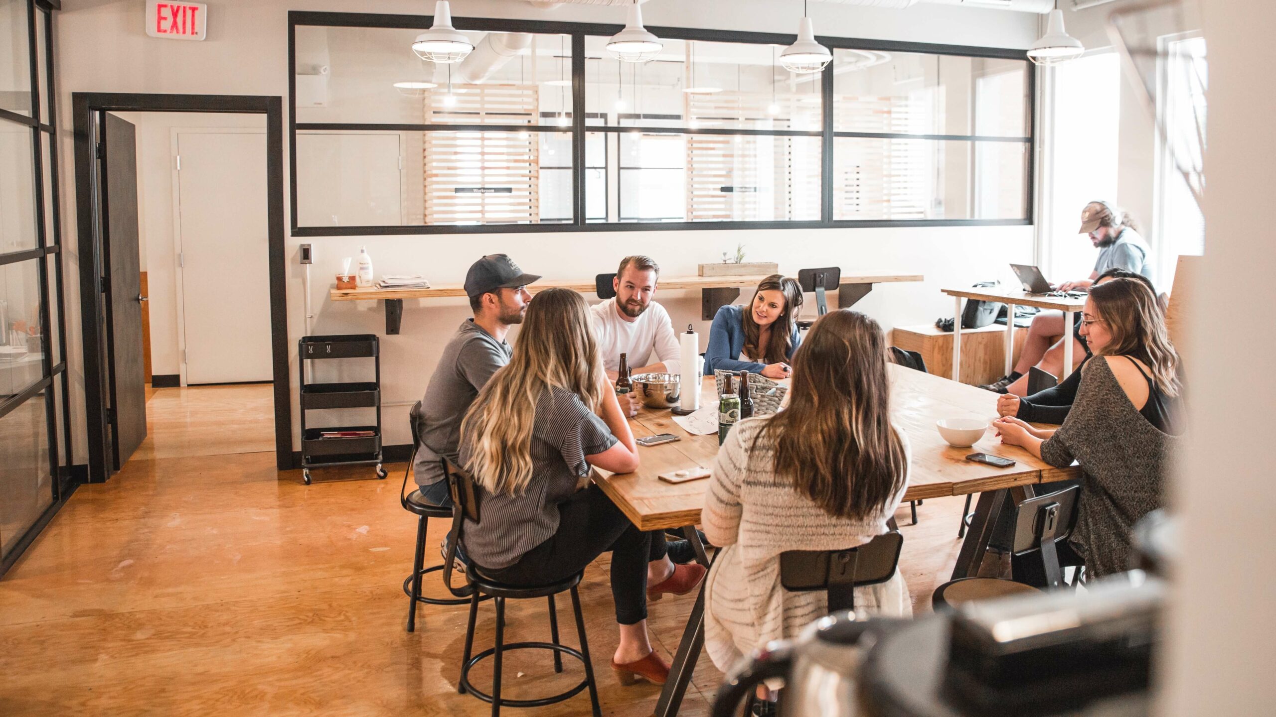 group of people talking